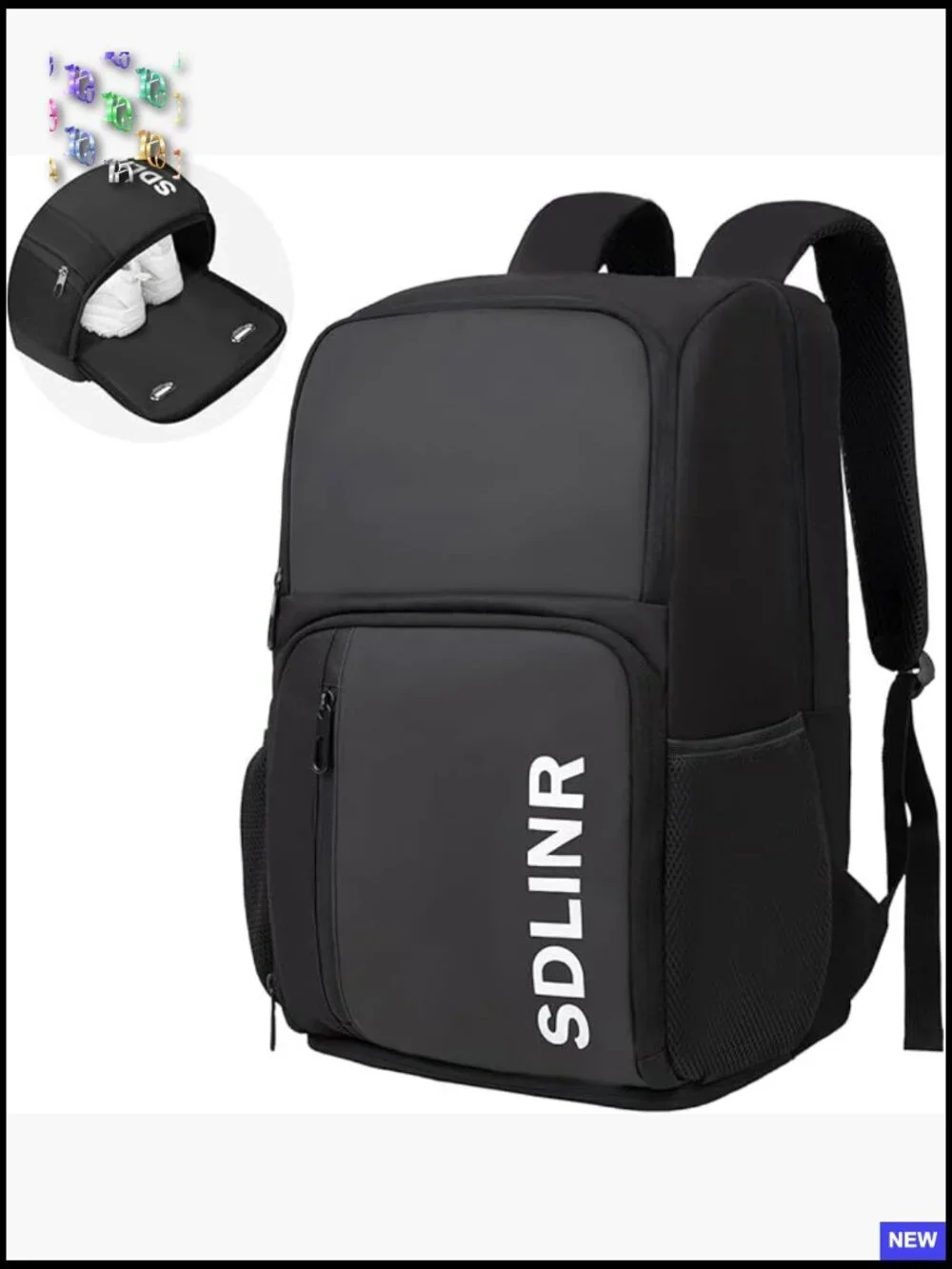 Large Pickleball Backpack Fits 4-10 Paddles with Shoe Compartment Fence Hook